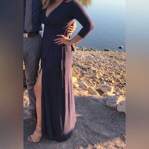 Navy blue Mid Sleeve Dress